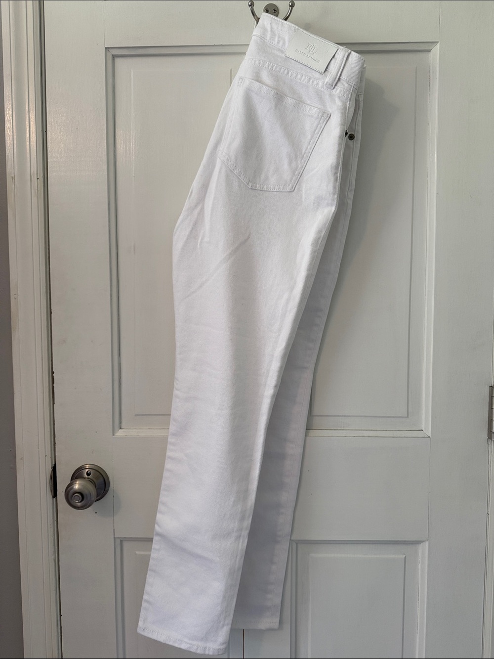 Ralph Lauren White Denim Jeans with RRL Leather Patch